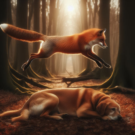 Visualisation of the expression; "The quick brown fox jumps over the lazy dog".の素材