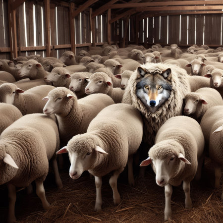 Visualisation of the expression; "A wolf in sheep's clothing".の素材