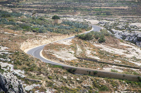 Road to Azure Window at Gozo Island, Malta.のeditorial素材
