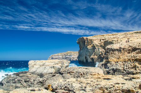 Place where was Azure Window after collapse in Gozo Island, Malta.の写真素材