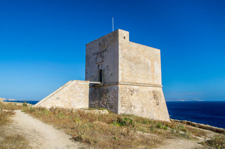Ghajnsielem, Malta - May 8, 2017: Mgarr ix-Xini Watch Tower in Gozo Island.のeditorial素材