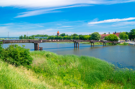 Malbork Castle and the Nogat River in Poland. Castle of the Teutonic Order in Malbork is the largest castle in the world measured by land area.のeditorial素材