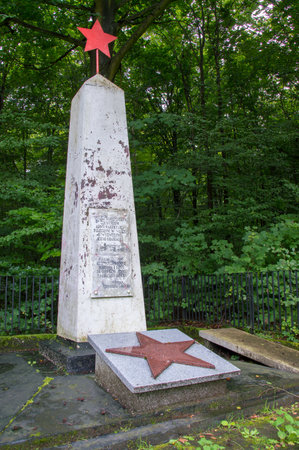Klaszczewo, Poland - August 27, 2017: Monument to glory to the heroic soldiers of the Soviet Army who died in the struggle for the liberation of Gdansk.のeditorial素材