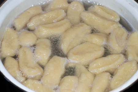 Cooking last or not. Vietnamese traditional potato dumpling.の写真素材