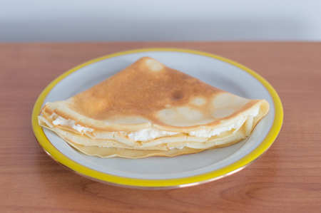 Nackney filled with cheese. Nalesnik is Polish pancake.の写真素材