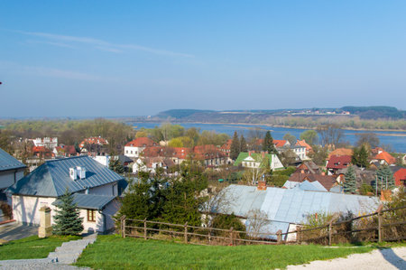 Kazimierz Dolny, Poland - April 13, 2018: Panoramic view of Kazimierz Dolny.