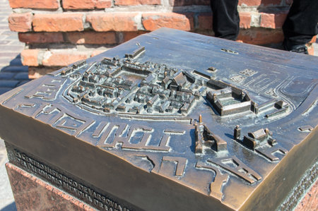 Warsaw, Poland - April 20, 2018: Scale model of the Old Town of Warsaw for blind people.のeditorial素材