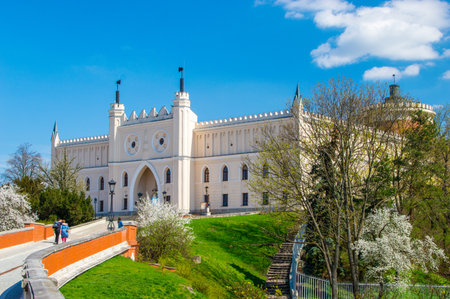 Lublin, Poland - April 14, 2018: View of Lublin Castle Hill from the Old Town.のeditorial素材