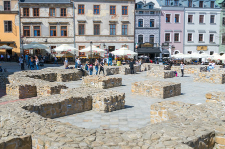 Lublin, Poland - April 14, 2018: Po Farze Square in the old town of Lublin.のeditorial素材