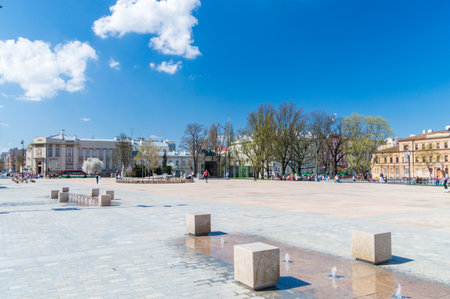 Lublin, Poland - April 14, 2018: View for Lithuanian Square in Lublin.のeditorial素材