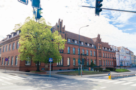Olsztyn, Poland - May 1, 2018: Historical Post Office building in Olsztyn.のeditorial素材