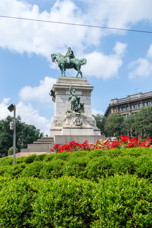Giuseppe Garibaldi Monument in Milan, Italy.の写真素材