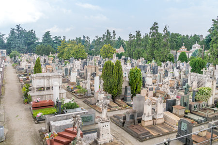 Milan, Italy - May 29, 2018: Cimitero Monumentale di Milano (Monumental Cemetery).のeditorial素材