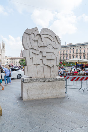 Milan, Italy - May 29, 2018: Nembro Rosato Consapra at Piazza dei Mercanti street.のeditorial素材