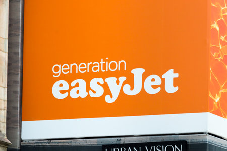 Milan, Italy - May 29, 2018: easyJet company logo. easyJet is British low-cost carrier airline.