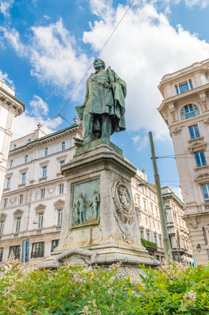 Milan, Italy - May 29, 2018: Carlo Cattaneo monument in Milan.のeditorial素材