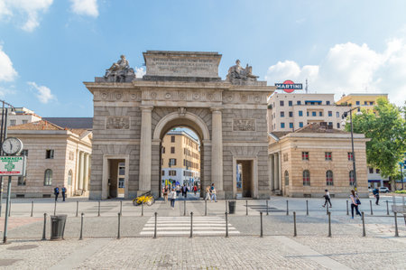 Milan, Italy - May 29, 2018: Porta Garibaldi (Milan city gate).のeditorial素材