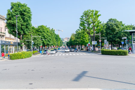 Bergamo, Italy - May 30, 2018: Viale Papa Giovanni XXIII (Pope John XXIII) street in Bergamo.のeditorial素材