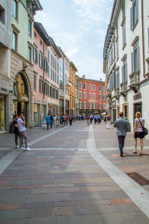 Bergamo, Italy - May 30, 2018: Via XX Settembre street in Bergamo.のeditorial素材