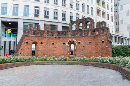 Milan, Italy - May 31, 2018: Ruins of San Giovanni in Conca.のeditorial素材