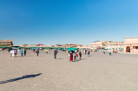 Marrakech, Morocco - June 3, 2018: Jemaa el-Fnaa sqare.のeditorial素材