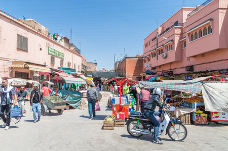 Marrakech, Morocco - June 3, 2018: Street market in Marrakech.のeditorial素材
