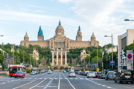 Barcelona, Spain - June 6, 2018: View for street with Placa de les Cascades in Barcelona.のeditorial素材