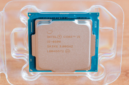 Pruszcz Gdanski, Poland - June 13, 2018: Intel Core i5-8500 Desktop Processor 8th generation.