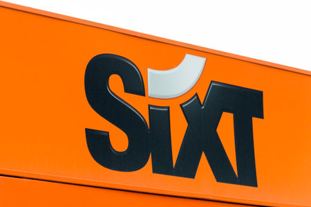 Barcelona, Spain - June 10, 2018: Logo of Sixt. Sixt is a European multinational car rental company.