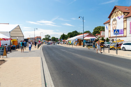 Krynica Morska, Poland - July 11, 2018: Main street in Krynica Morska.のeditorial素材