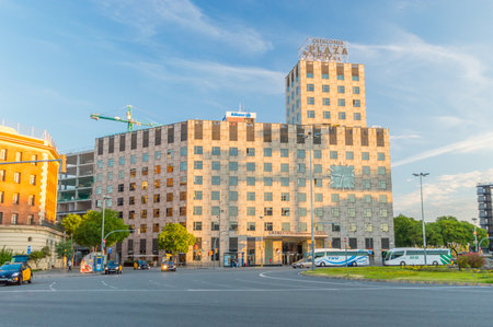 Barcelona, Spain - June 9, 2018: Catalonia Barcelona Plaza Hotel at sunrise.のeditorial素材