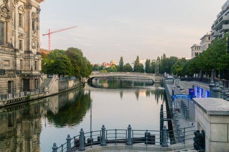Berlin, Germany - August 16, 2018: Spree river in the early morning.のeditorial素材