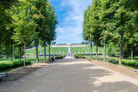 Potsdam, Germany - August 17, 2018: Path to Sanssouci palace.のeditorial素材