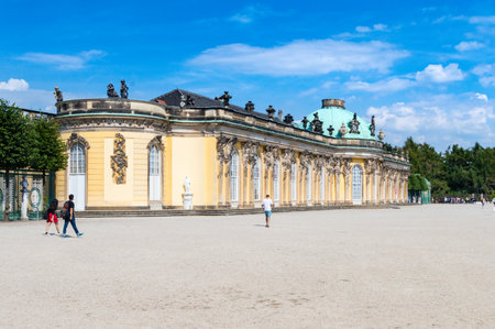 Potsdam, Germany - August 17, 2018: Sanssouci palace. Sanssouci is the summer palace of Frederick the Great, King of Prussia.のeditorial素材