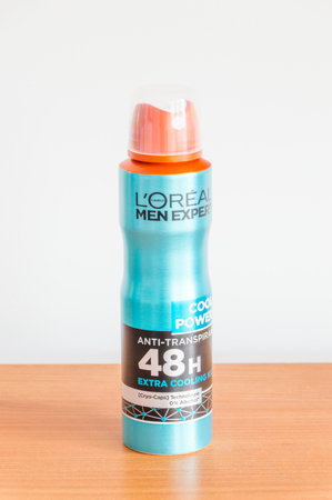 Pruszcz Gdanski, Poland - August 19, 2018: L'Oreal Men Expert Cool Power 48H Anti-Perspirant Deodorant.のeditorial素材