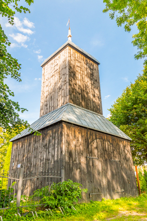 Cemetery and gate-belfry in Wislina, Poland.の写真素材