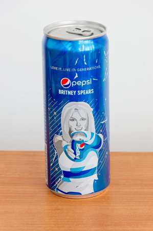 Pruszcz Gdanski, Poland - August 29, 2018: Pepsi can edition of Love it, Live it, Generations. Can of Pepsi with Britney Spears.のeditorial素材