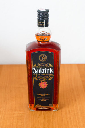 Deblin, Poland - September 30, 2018: Suktinis is Lithuanian tincture honey.のeditorial素材