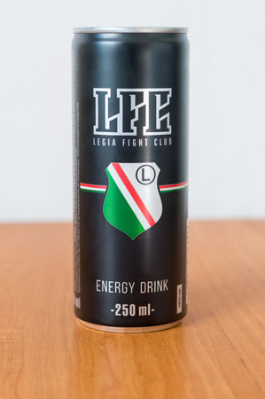 Deblin, Poland - September 30, 2018: Can of LFG Legia Fight Club energy drink.のeditorial素材