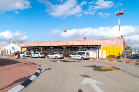 Ovda, Israel - February 7, 2019: Civilian part of Ovda Red Sea Aiport. Civilian airport in the Uvda region of southern Israel.のeditorial素材