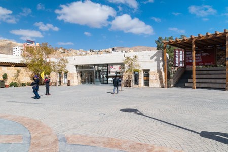 Petra, Jordan - February 8, 2019: Petra Visitor Center. Petra is one of the New Seven Wonders of the World.のeditorial素材