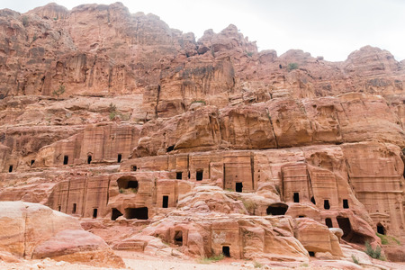 Street of facades in Petra (Red Rose City), Jordan.の写真素材
