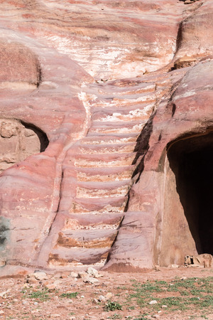 Stairway in ancient city of Petra. Petra is one of the Seven Wonders of the Word.の写真素材