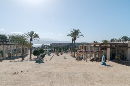 Eilat, Israel - February 9, 2019: View of Eilat from Gan Binyamin Central Park.のeditorial素材