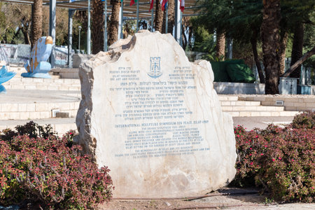 Eilat, Israel - February 9, 2019: Sculpture symposium for peace eilat - 1989.のeditorial素材