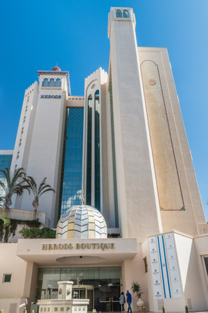 Eilat, Israel - February 9, 2019: View of Herods Boutique Hotel.のeditorial素材