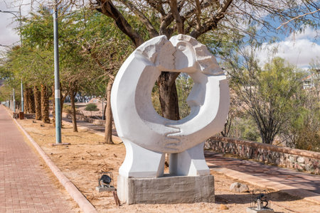 Eilat, Israel - February 9, 2019: One of sculpture at Derech HaGai street at sunny day.のeditorial素材