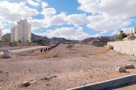 Eilat, Israel - February 9, 2019: View of mountains of Eilat.のeditorial素材