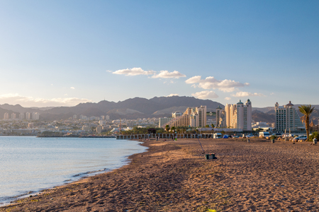 Afternoon on the beach in Eilat in Israel.の写真素材