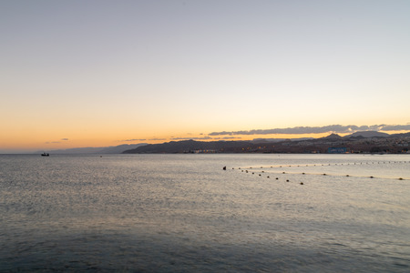 Sunset over Red Sea in Eilat, Israel.